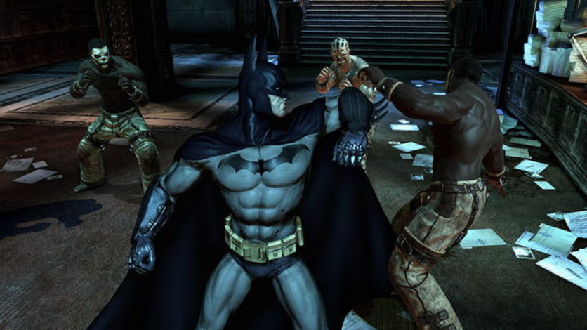 Batman pateando culos en el videojuego Batman: Arkham Asylum