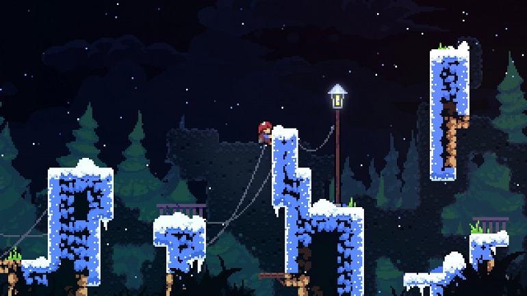 escenario de plataformas del videojuego Celeste