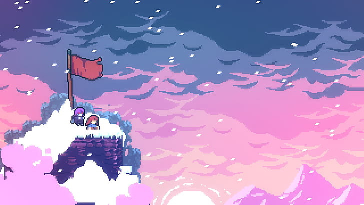 escenario rosa del videojuego Celeste