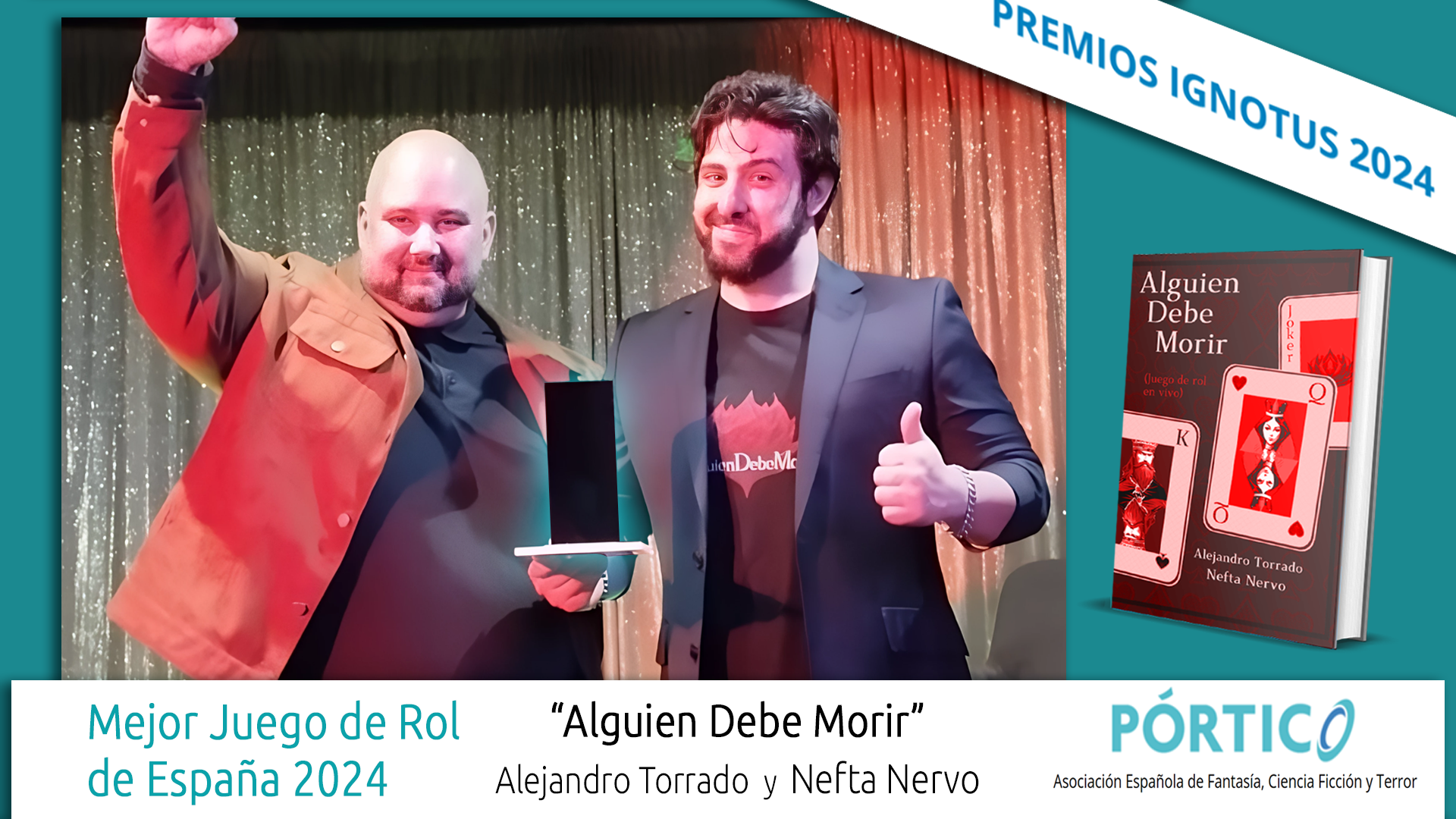 Alguien-Debe-Morir-de-Entrega-de-premios-Ignotus-Mejor-Juego-de-Rol-Espana-2024-Alejandro-Torrado-y-Nefta-Nervo Alguien-Debe-Morir-de-Entrega-de-premios-Ignotus-Mejor-Juego-de-Rol-Espana-2024-Alejandro-Torrado-y-Nefta-Nervo